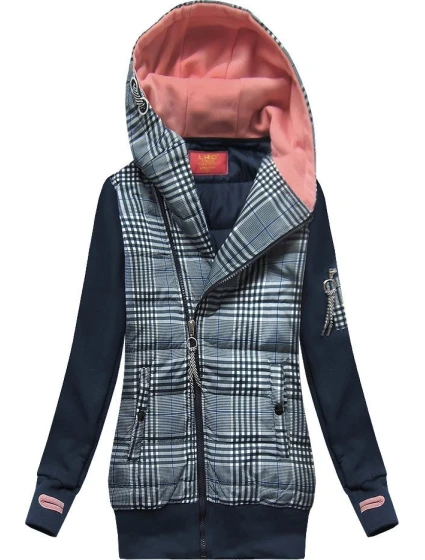 Tmavě modrá mikina z různých spojených materiálů model 21299966 - LHD