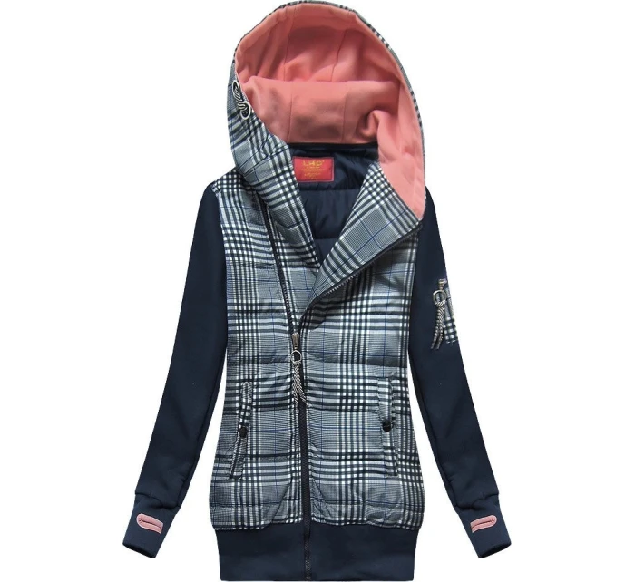 Tmavě modrá mikina z různých spojených materiálů model 21299966 - LHD