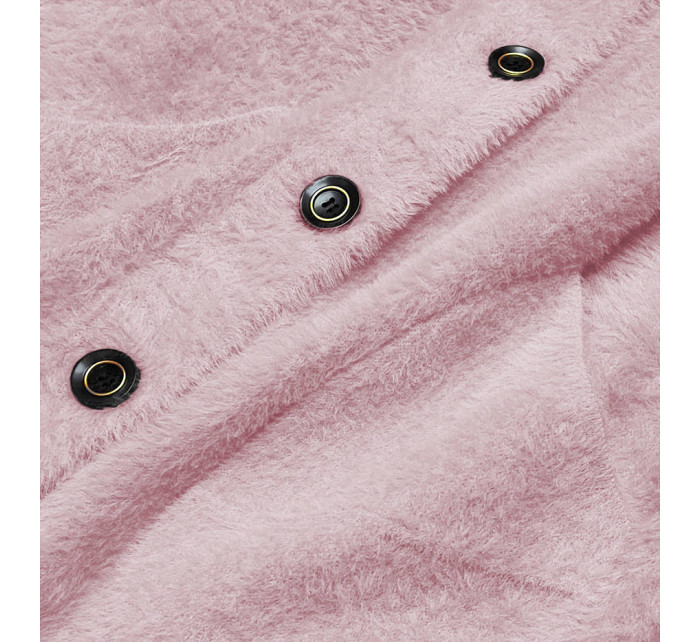 Světle růžový krátký přehoz přes oblečení typu alpaka na knoflíky (537)