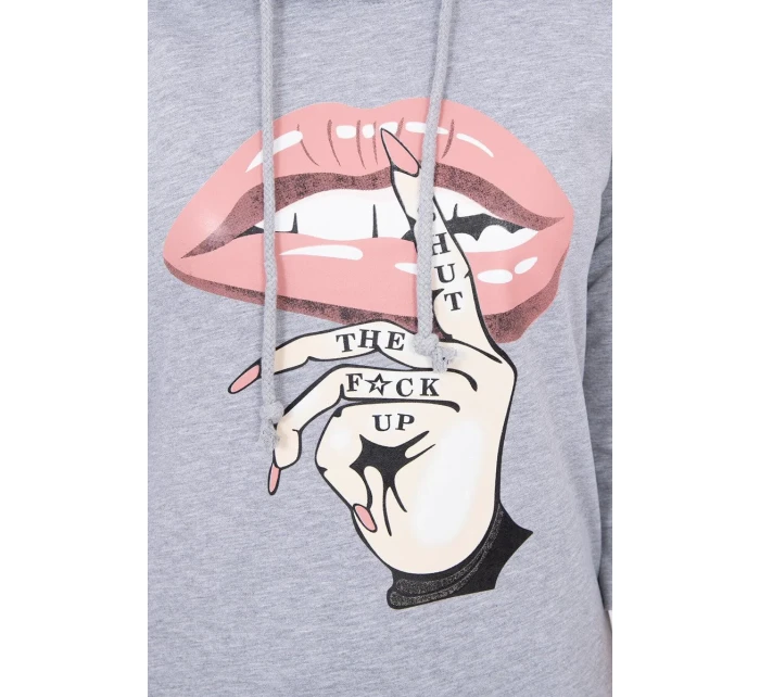 Šaty s delšími zády a barevným potiskem šedé barvy