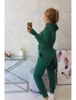 Mikinová souprava s delší stranou tmavě zelená
