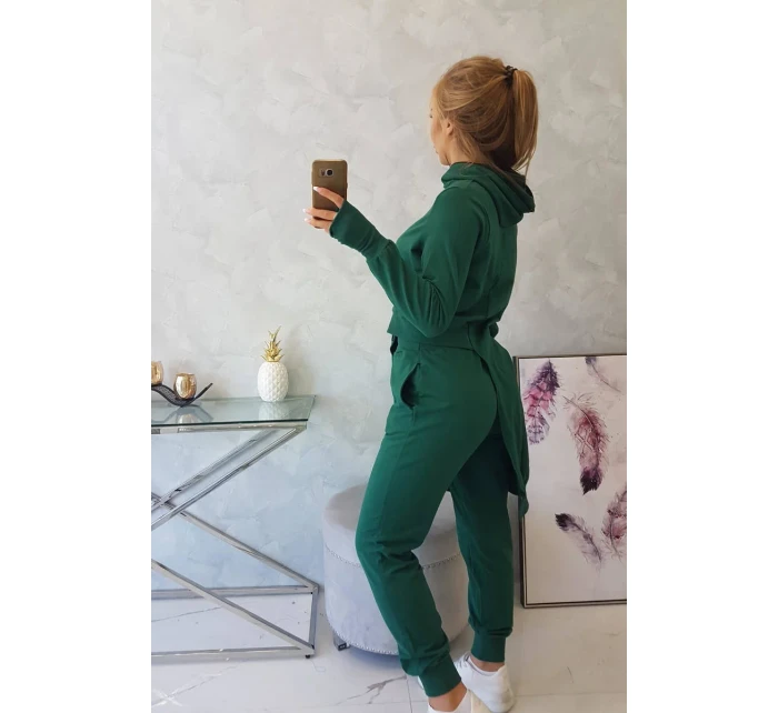 Mikinová souprava s delší stranou tmavě zelená