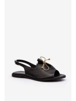 Kožené ploché sandály model 21646269 černé - Zazoo Kožené ploché sandály model 21646269 černé - Zazoo