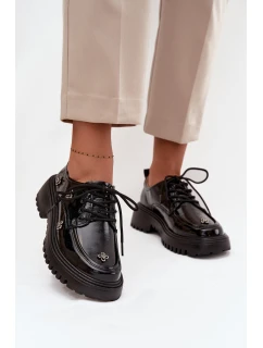 Lakované kožené dámské polobotky s přezkami model 21710370 Černé - Artiker