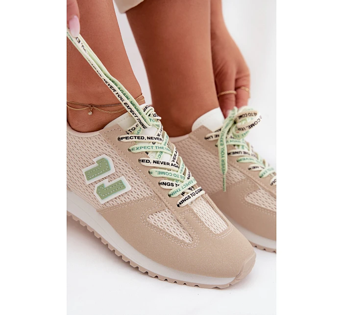 Dámské Tenisky Béžové s Ozdobným Šněrováním model 22039794 - Boto