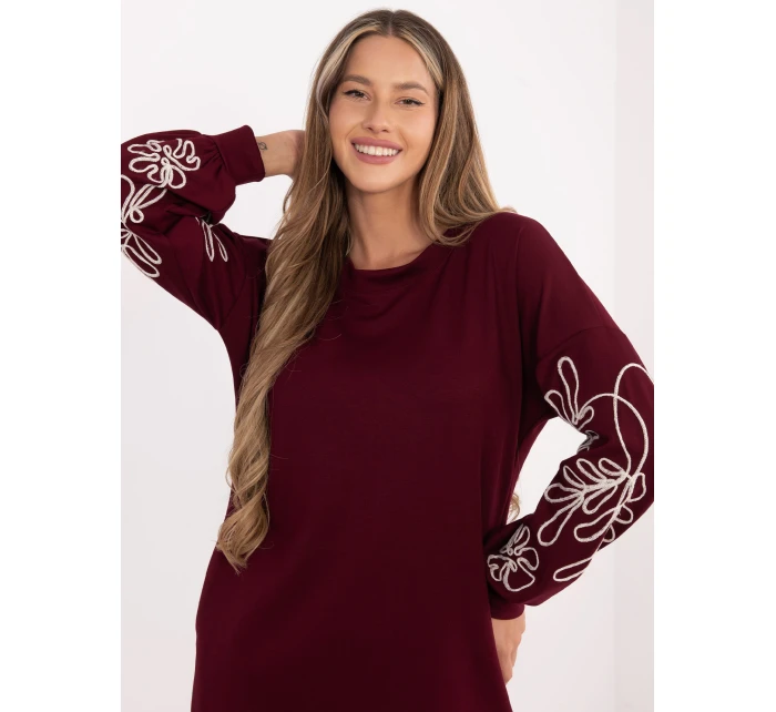 Sukienka RV SK model 21801855 bordowy - FPrice Sukienka RV SK model 21801855 bordowy - FPrice