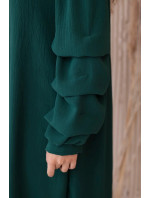 Španělské šaty s ozdobnými rukávy tmavě zelené