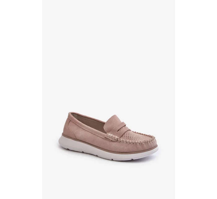 Sergio Leone Béžové semišové mokasíny na platformě Sergio Leone Béžové semišové mokasíny na platformě