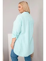 Bavlněná mušelínová košile Plus Size 65622 mátová - Kesi