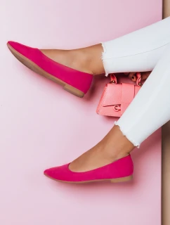 Dámské semišové baleríny s plochým podpatkem GLAMINO fuchsiová FashionStreet ZY0683