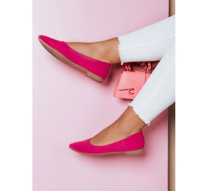Dámské semišové baleríny s plochým podpatkem GLAMINO fuchsiová FashionStreet ZY0683