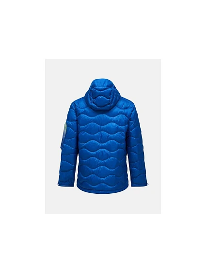Pánská péřová bunda PEAK PERFORMANCE M Helium Aop Utility Down Hood, modrá barva