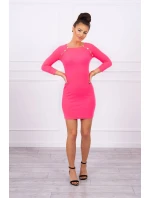 Šaty s ozdobnými knoflíky růžové neonové Šaty s ozdobnými knoflíky růžové neonové