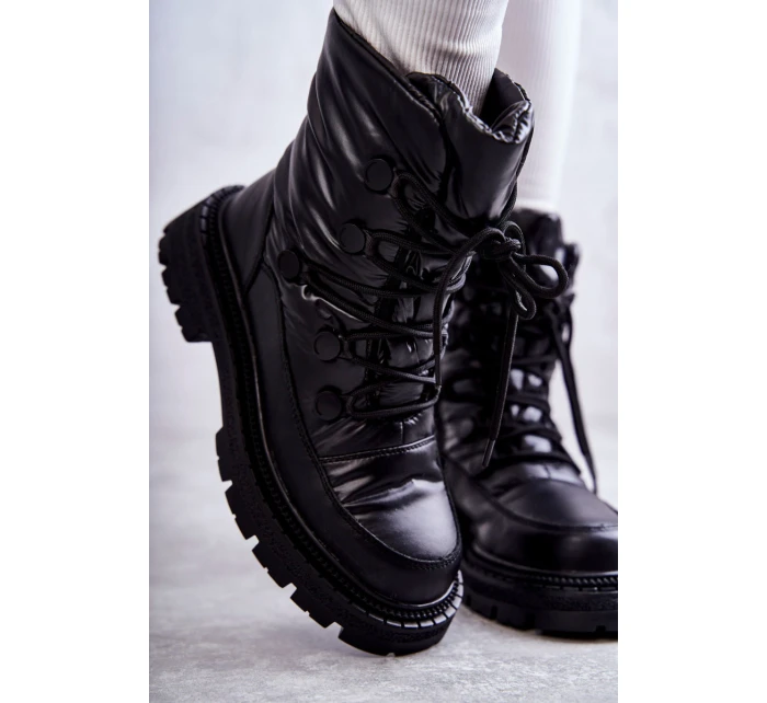 Dámské šněrovací boty do sněhu model 21596648 Černe - Goe