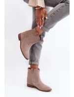 Zazoo 2326 Sametové Dámské Nazouváky na Ploché Podrážce Béžové