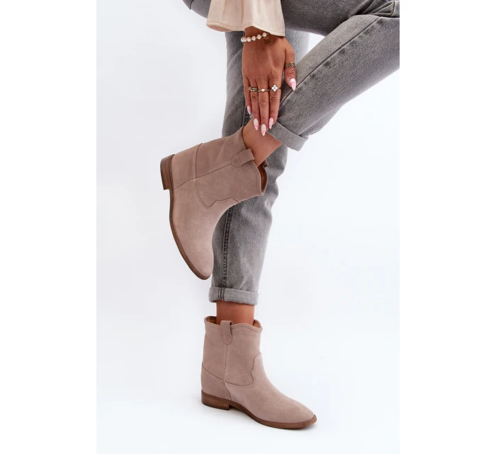 Zazoo 2326 Sametové Dámské Nazouváky na Ploché Podrážce Béžové