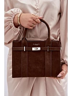Kabelka typu Kufr z imitace semiše čokoládová Noressa