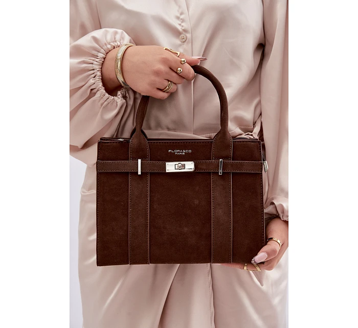 Kabelka typu Kufr z imitace semiše čokoládová Noressa