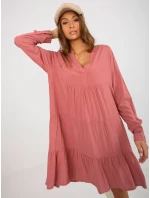 Šaty D73761M30361A tmavě růžové