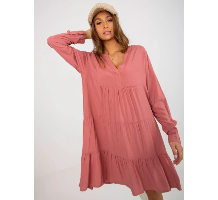 Šaty D73761M30361A tmavě růžové