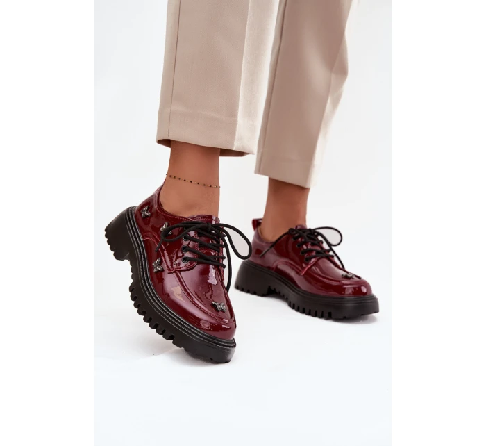 Dámské lakované kožené polobotky s připínacími doplňky Artiker – bordó