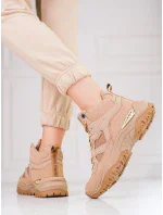 Pěkné dámské  tenisky hnědé bez podpatku