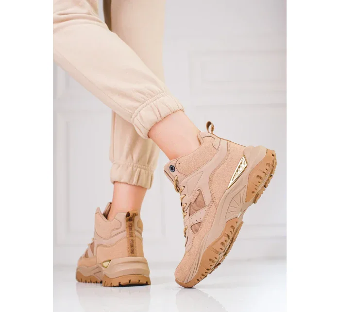 Pěkné dámské  tenisky hnědé bez podpatku