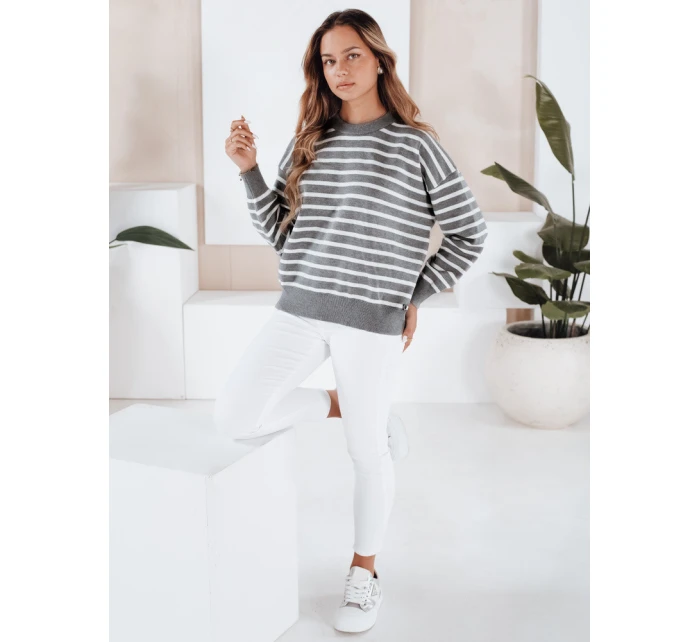 FashionStreet šedý pruhovaný dámský svetr MY2540