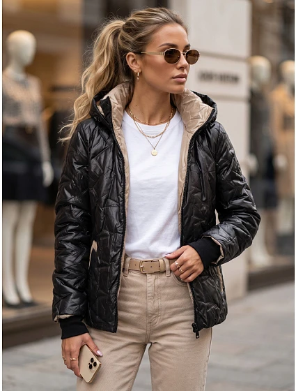 Kurtka damska przejściowa z kapturem czarna model 22341029 - FashionStreet