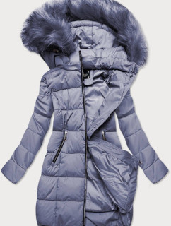 Prošívaná dámská zimní bunda ve vřesové barvě s kapucí (7702)