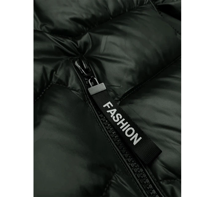 Prošívaná dámská bunda v army barvě s kapucí model 21247417 - S'WEST