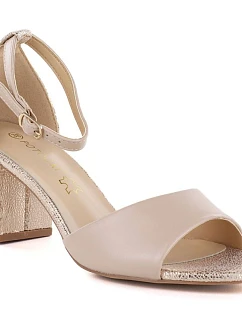 Béžové a zlaté dámské sandály na jehlovém podpatku Potocki LE20339