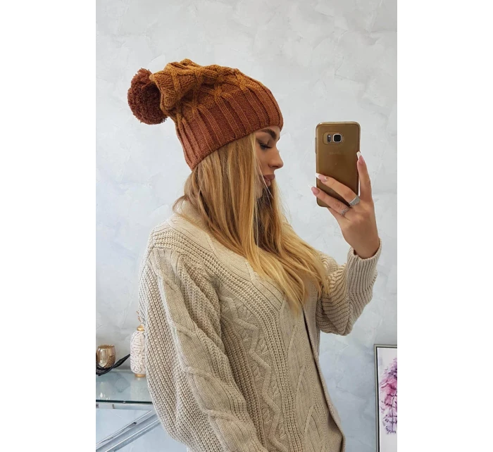 Milano fleecová čepice K203 mustard melange+brown