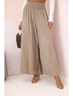 Dámské viskózové kalhoty s elastickým pasem velbloud