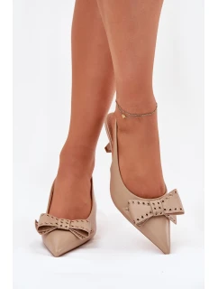 Lodičky Na Podpatku S Mašlí Béžové Folesca