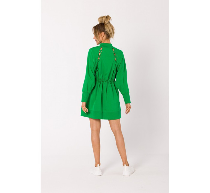 model 18383325 Šaty na zip s ozdobným šněrováním zelené - Moe