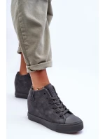 Dámské Kožené Tenisky Na Koturnu Big Star Šedé Dámské Kožené Tenisky Na Koturnu Big Star Šedé