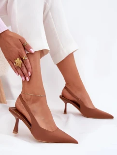 Dámské sandály na jehlovém podpatku Lunira – camel