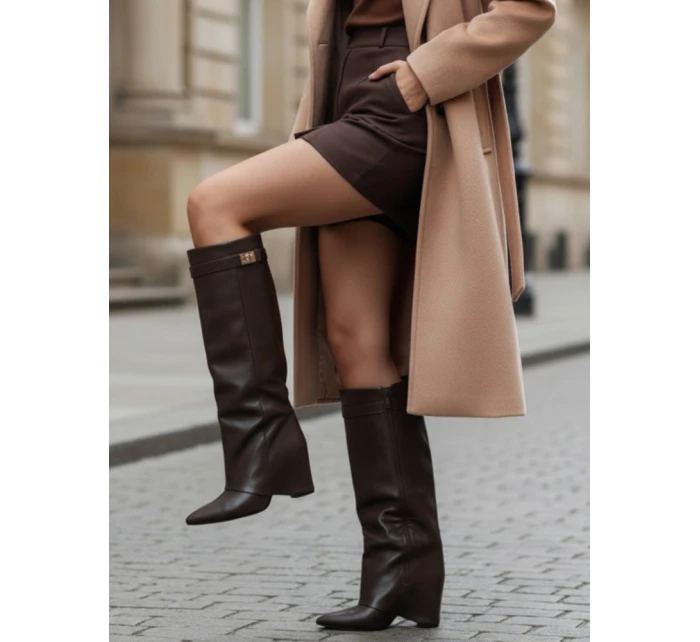 FashionStreet hnědé široké svrchní boty ZY1028 FashionStreet hnědé široké svrchní boty ZY1028