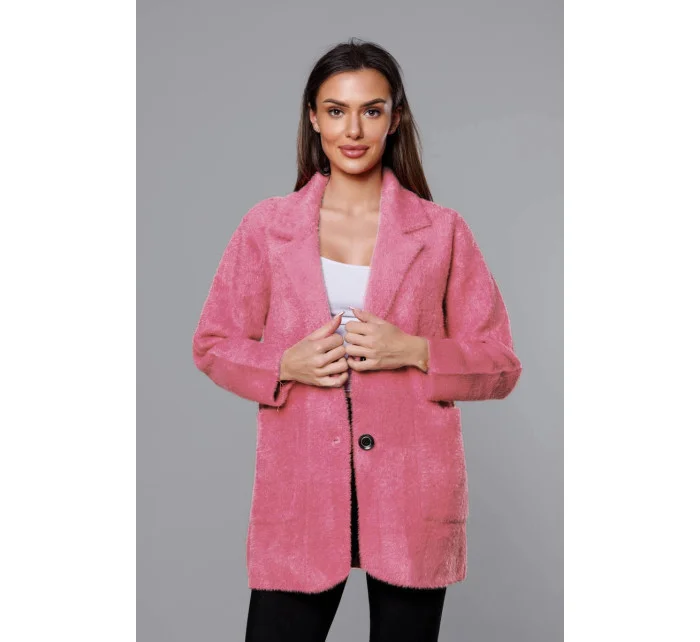 Krátký vlněný přehoz přes oblečení typu alpaka v lososové barvě model 18059153 - MADE IN ITALY