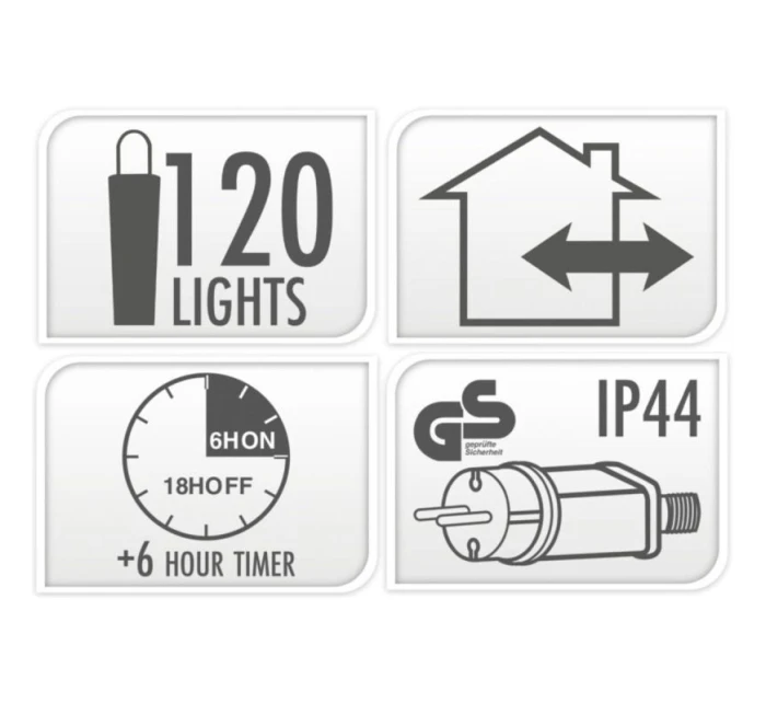 VÁNOČNÍ STROM SVĚTLA SVĚTELNÝ ŘETĚZ 120LED ČASOVAČ VÍCEBAREVNÝ MAKRON