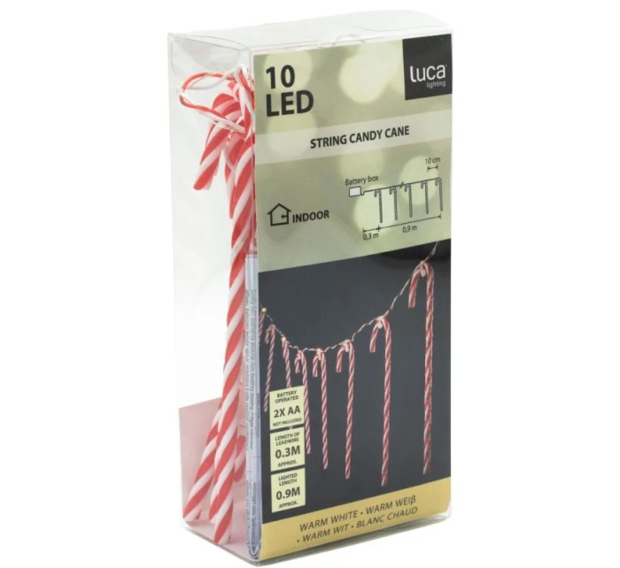 SVĚTLA GIRLANDY 10 VEDL LÍZÁTKO TYČINKY VÁNOČNÍ STROM TEPLÁ BÍLÁ LUCA