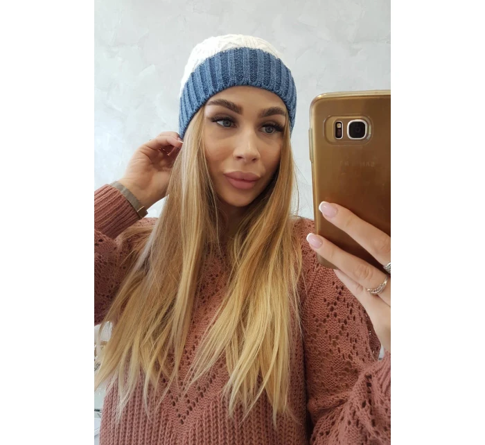 Fleecová čepice Bibiana K264 denim+white Fleecová čepice Bibiana K264 denim+white