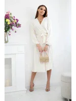 Šaty se lemem světle béžová model 21908583 - K-Fashion Šaty se lemem světle béžová model 21908583 - K-Fashion