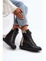 Zazoo 3081 Kožené Dámské Tenisky Na Kotníku Černé