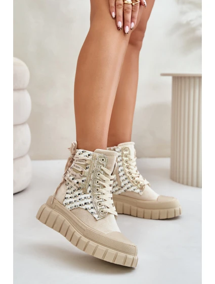 Vysoké Dámské Tenisky Na Masivní Platformě Světle Béžové Kernia Vysoké Dámské Tenisky Na Masivní Platformě Světle Béžové Kernia