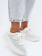 Kožené Ažurové Dámské Polobotky Vinceza 79629 Bílé