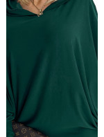 Šaty s netopýřími rukávy a kapucí Numoco - lahvově zelené