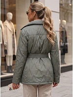 Dámská přechodová bunda s páskem, zelená, FashionStreet TY5805 Dámská přechodová bunda s páskem, zelená, FashionStreet TY5805