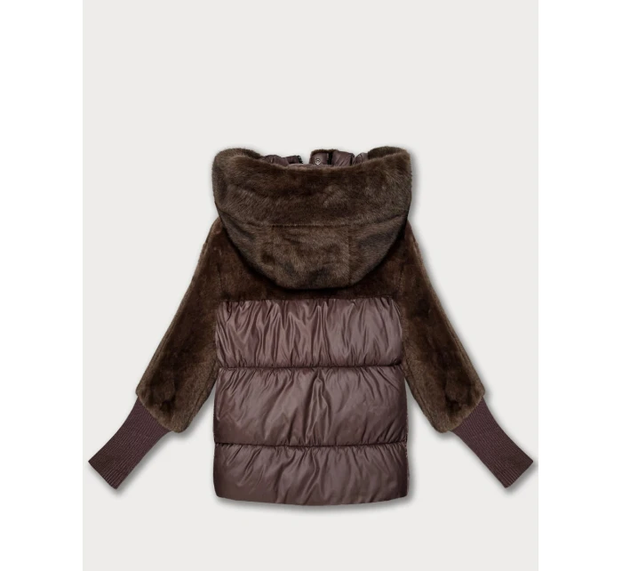 Hnědá dámská zimní bunda s kapucí Goodlookin (LD-5562)